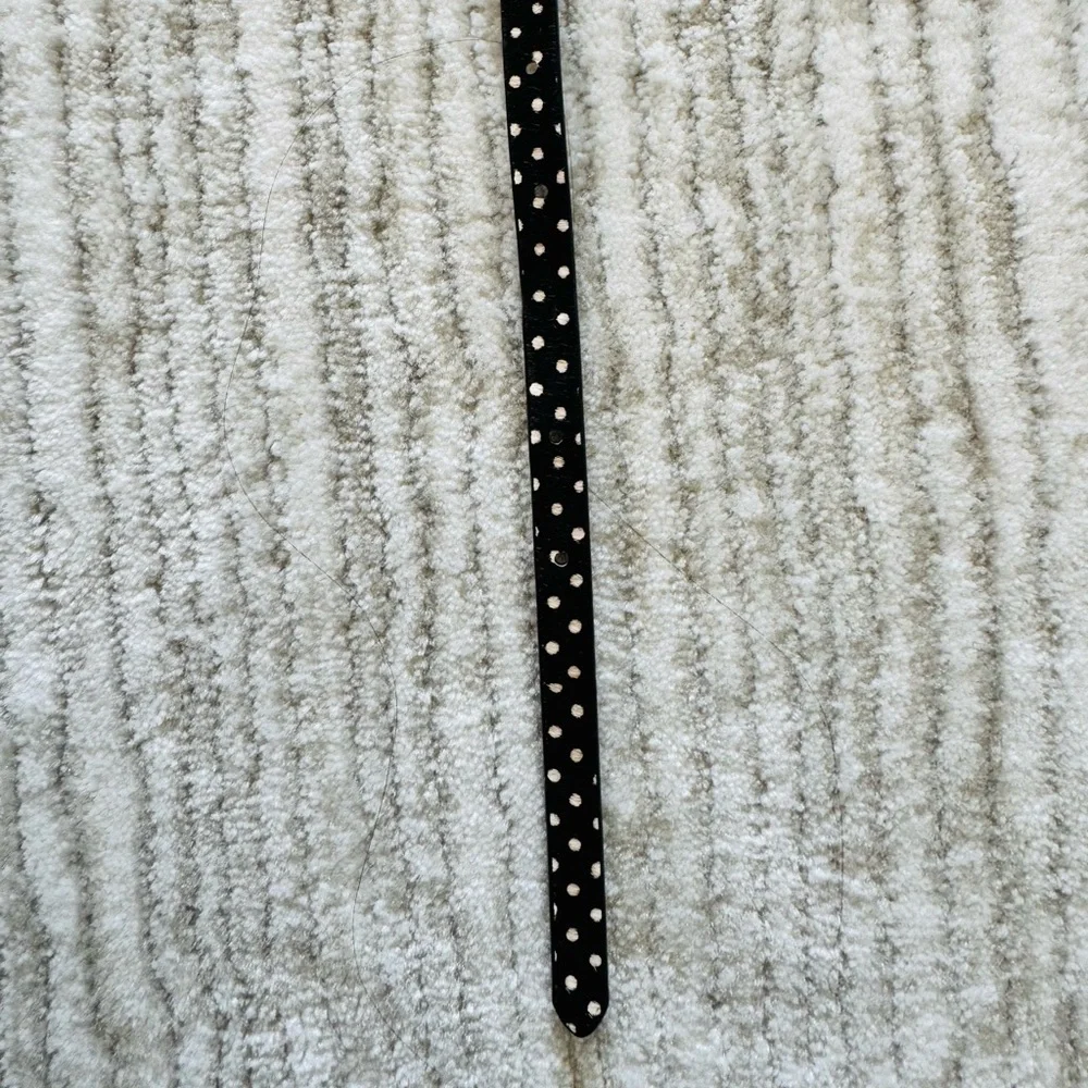 Ann Taylor Black Spotted Hair-On Faux Leather Skinny Belt Gold Buckle Sz small - Picture 3 of 5